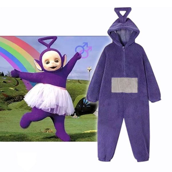 4-färgad Teletubbies pyjamas i ett stycke - söt och rolig Purple L