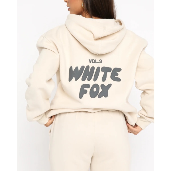 Varm tröja 2- set bokstaven VOL.3 WHITE Fox New Top Hoodies Apricot color 2XL#
