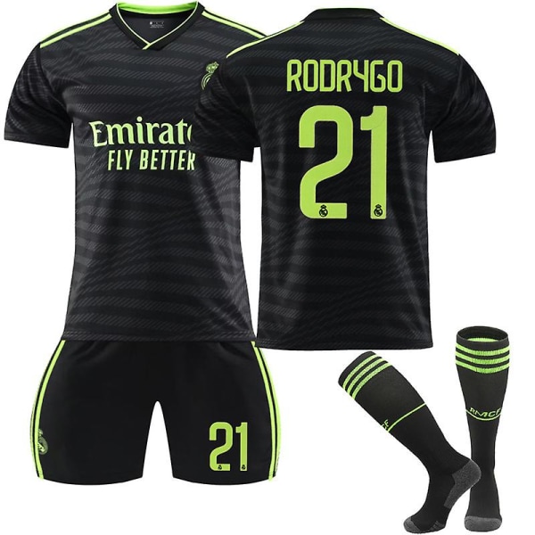 22-23 Real Madrid 2 Borta Set #21 Rodrygo Uniform Fotbollströja 24