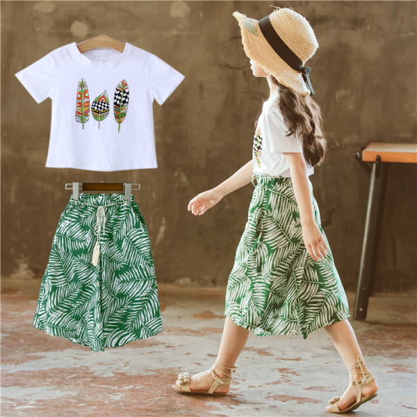 byxor med vida ben för barn i två set trendiga barnkläder green 160cm