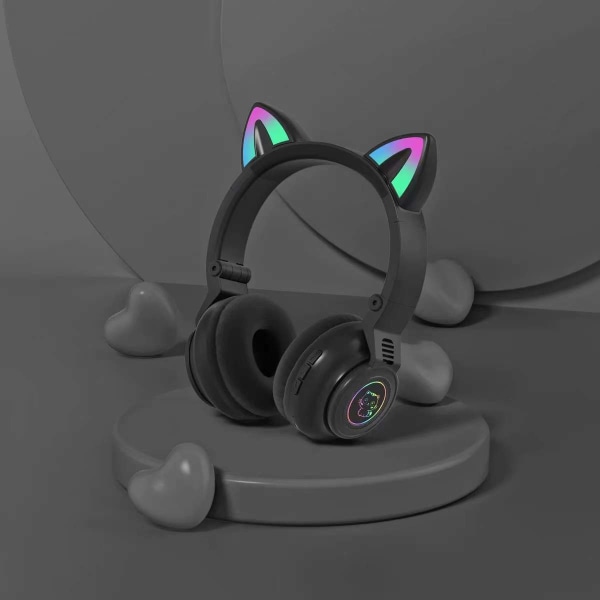 Nytt JST-26 Bluetooth Headset Söta kattöron Sporthörlurar black Cat ears luminescence