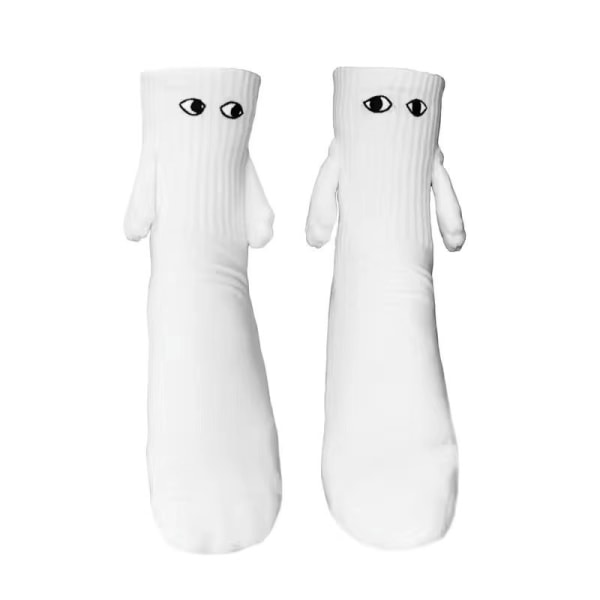 Magnetic TrendSock Couples Hold Hands Socks Roliga Mid tube Socks white 1 pair