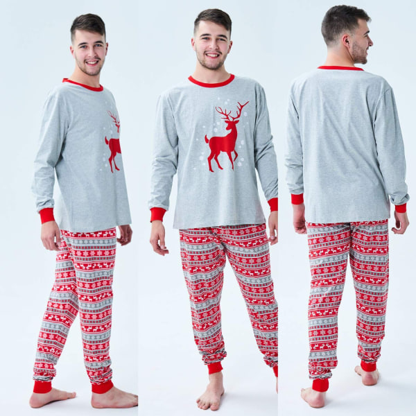 Julpyjamas för barn, förälder-barn printed hemkläder Christmas mon XL