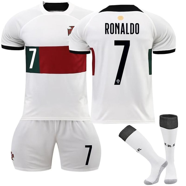 2022-2023 VM portugisiska borta set nr 7 Ronaldo T-shirt fotbollsuniform för vuxna barn 28
