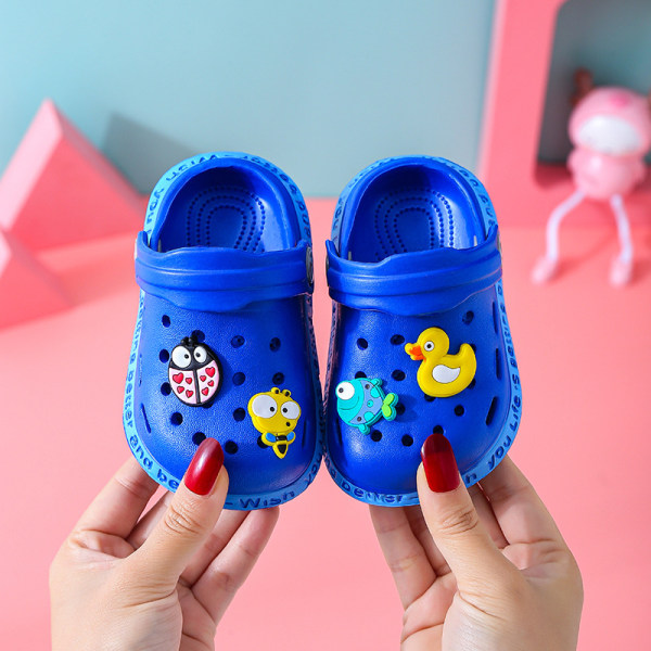 Baby Walking Cartoon Baotou Hole Shoes Soft Sole Beach Length inside12.5cm 19#Royal Blue