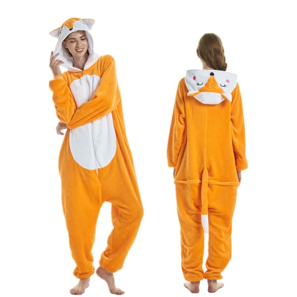 Söt tecknad anime djur pyjamas pyjamas för män och kvinnor Yellow Fox 100#