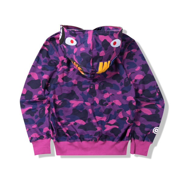 Hajhuvud dragkedja 3D sweatshirt dragkedja hoodie Purple XS