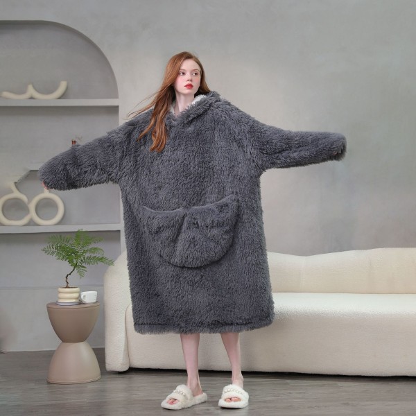 TV-filt förtjockade varma hemkläder löst sittande pyjamas grey One size fits all
