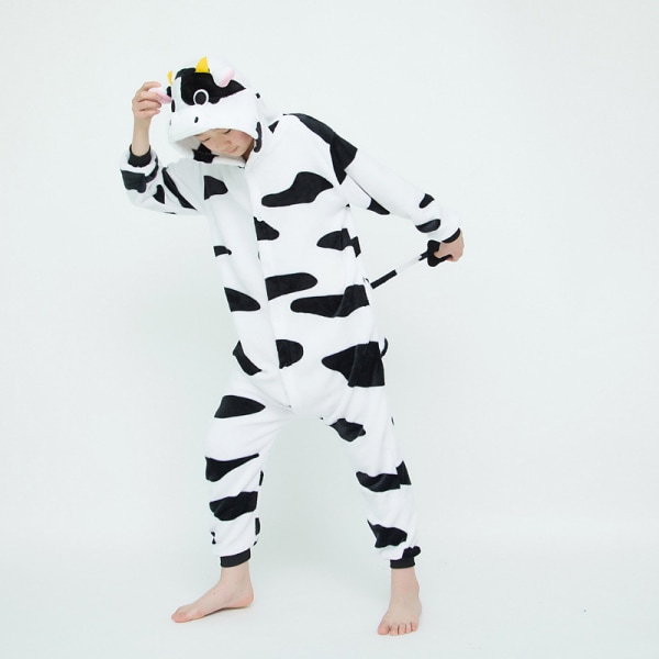 Söt tecknad anime djur pyjamas pyjamas för män och kvinnor dairy cattle XL