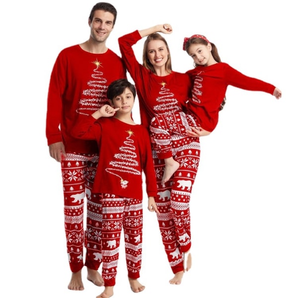 Jul förälder barn kläder pyjamas familj klädsel red child 5