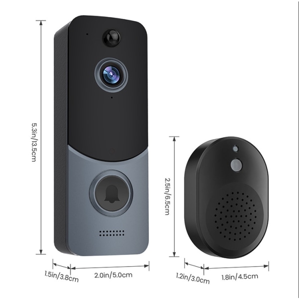 Visuell dörrklocka högupplöst lågeffekt humanoid igenkänning Visual doorbell/gray 1pcs