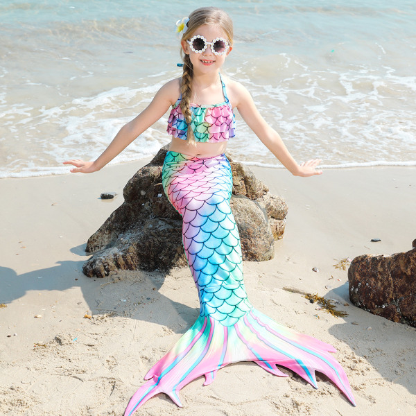 Fishtail baddräkt för barns strand bikini sjöjungfru baddräkt 4-5 years old 110#