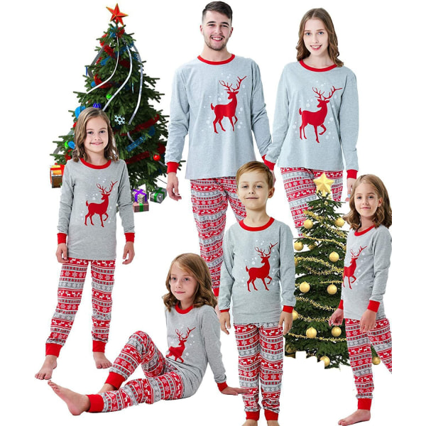 Julpyjamas för barn, förälder-barn printed hemkläder Christmas mon XL