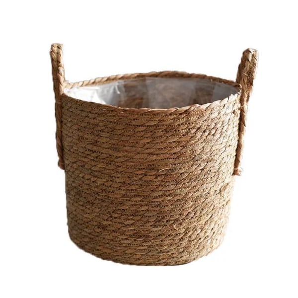Halmplanta extra stor extra stor krukväxt blomkorg växtkorg vävd golv inomhus bonsai White fishing net with bulging belly large