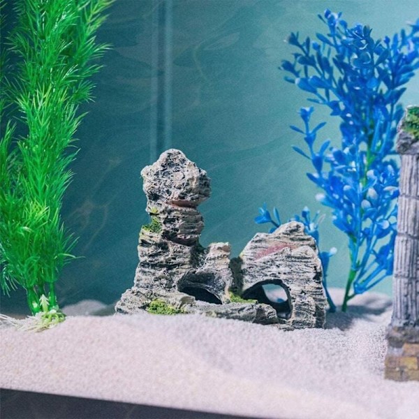 2 stk. Akvariedekorationer Grønt Græs Reje Skjulested Resin Akvarietilbehør Resin Akvarium Hule 11 x 9 x 11 cm, 10 x 5,5 x 10 cm.