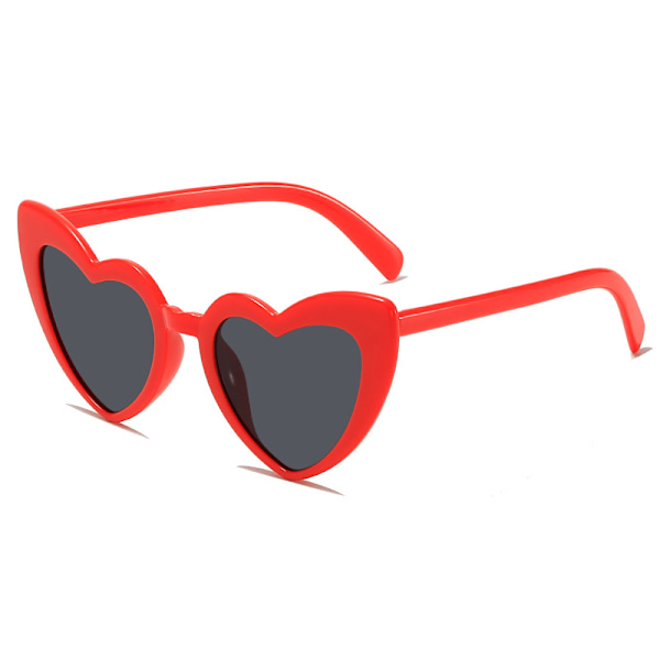 Hjärtformade solglasögon för fester, snygga solglasögon för män och kvinnor Red frame gray lens