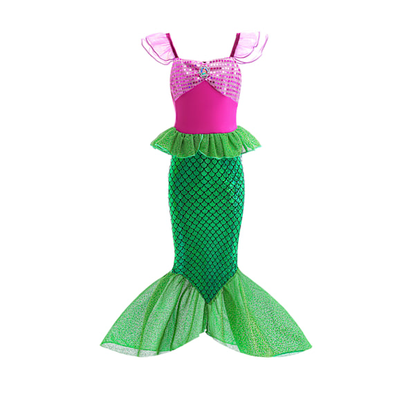 Prinsessklänning fiskflicka sjöjungfru liten flygande ärm paljettklänning D90 140cm