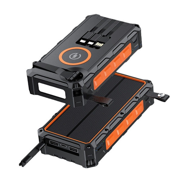 Utomhus multifunktionell nödmobil strömförsörjning med inbyggd tråd handvevad kraftgenerering solladdning - orange orange color 20000 mAh