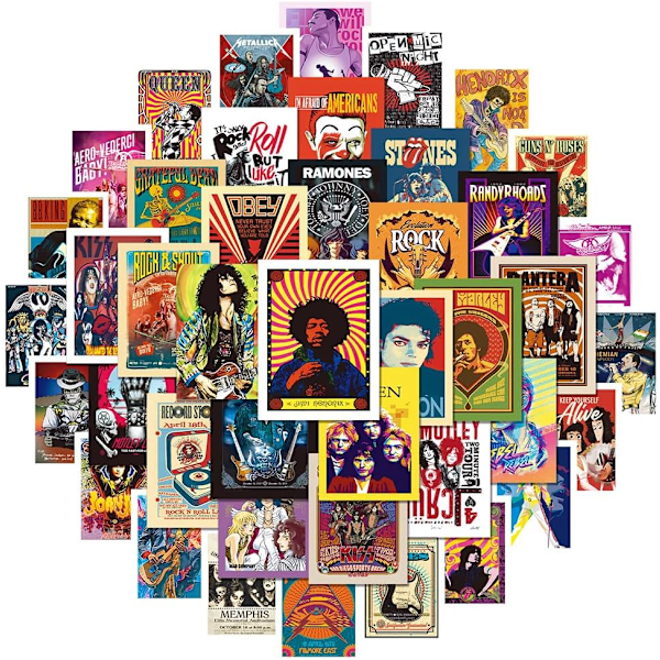 50 kappaletta retro-musiikkilistanauhoja, esteettisiä koristeellisia vinyylitarroja Retro musik