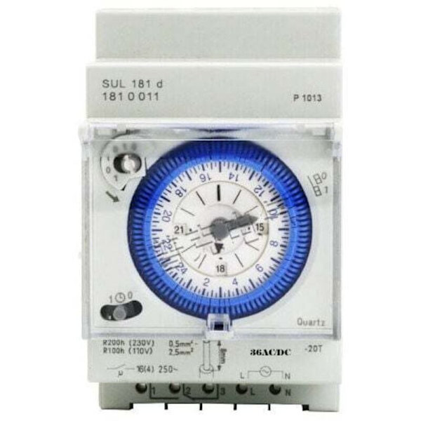 Analog timer med synkronmotor og dagligt program 36V AC DC