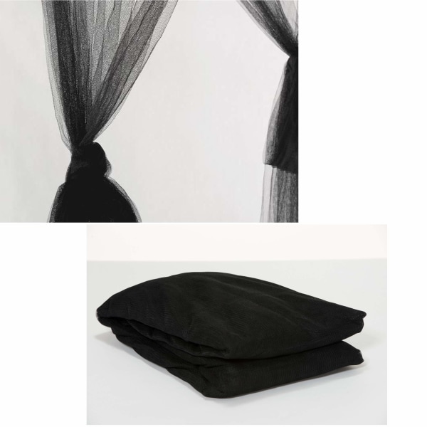 Dobbel myggnetting Svart himmelsseng Dekorativ Princess Square myggnetting Stor for innendørsrom og camping