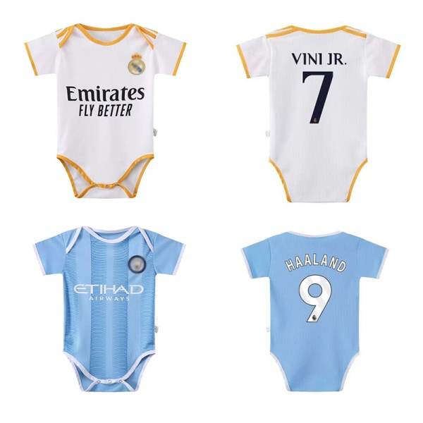 23-24 Baby nr 10 Miami Messi nr 7 Real Madrid paita BB Jumpsuit Yksivärinen Koko 9 (6-12 kuukautta) NO.9 HAALAND Size 9 (6-12 months)