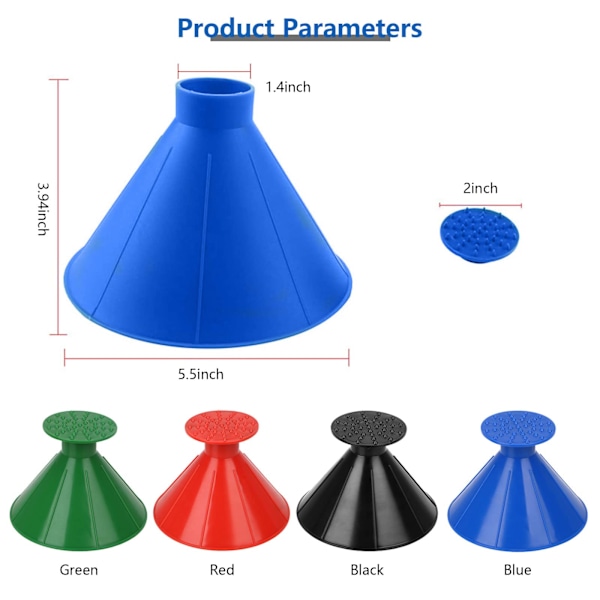 4 stk. magisk isskraber til bil, 2 i 1 kegle isskraber til bilrude, bærbar sne skraber med isbryder til fjernelse af sne fra bil