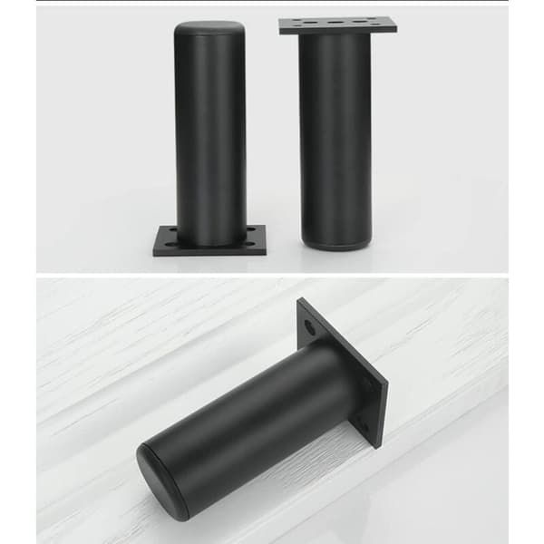 4 stk. sorte møbelben i aluminium, 80 mm højde, til skab, sofa, bord