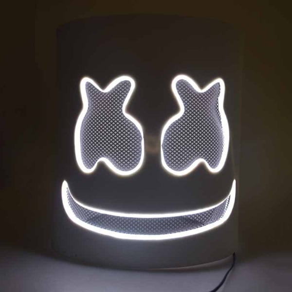 Marshmallow DJ-huvudskydd LED-upplyst EVA-huvudskyddsmask White