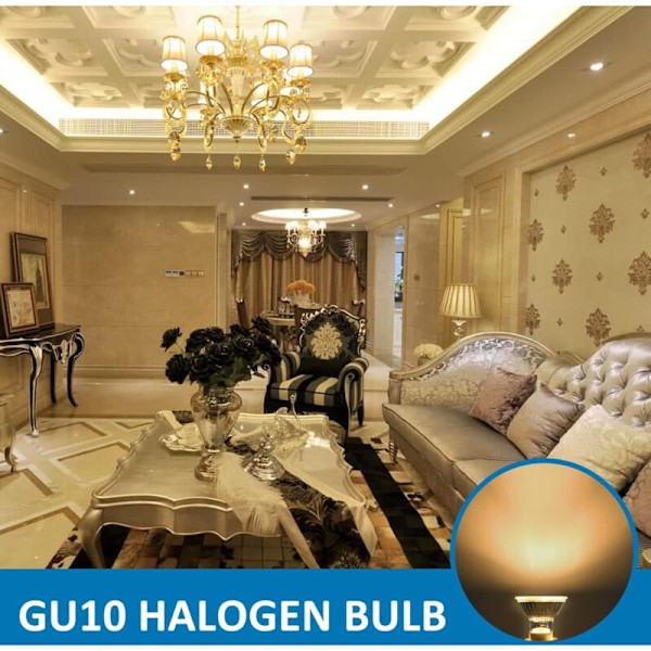 GU10 Halogeenilamppu 35W 230V, 380lm Lämmin Valkoinen 2700K, Himmennettävä Halogeenispottilamppu, Kaappivaloihin, Esittelyvaloihin, 6 kpl pakkaus