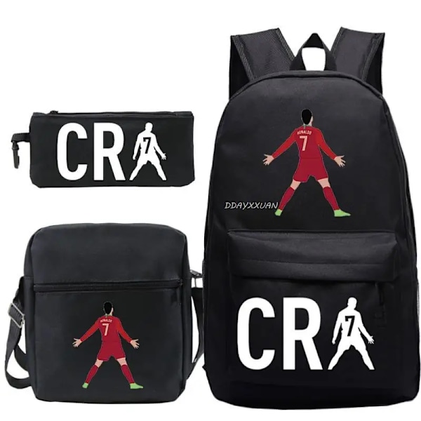 3 stk. Fodbold CR7 Rygsæk 3D Print Teenagere Skuldertasker Kvinder Mænd Gymnasieelever Skole tasker multi multi