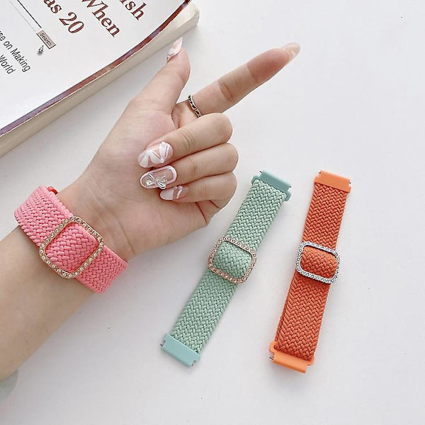 För Garmin Venu/vivoactive 3 20mm Universal Justerbar Flätad Elastisk Diamant Spänne Klocka JXP Orange Röd