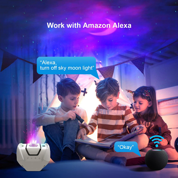 Projektorlampa, Uppgraderad Stars Night Light-projektor, 10 färgglada Moon Star Aurora Roterande nattlampa, Galaxy Led Light-projektor med wifi