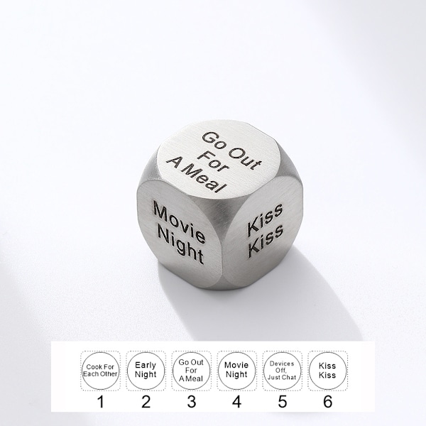 Decision Dice MovieNight Tangle Disorder Gospel Valentinsdag Dating Rustfritt Stål QS5012 16MM dice gold in box
