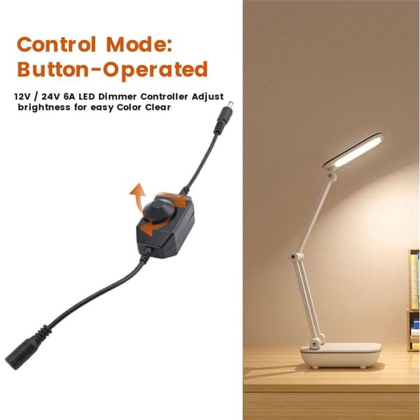 12V/24V 6A LED lysdæmper controller justerer lysstyrke for enkelt farve, klar, sort