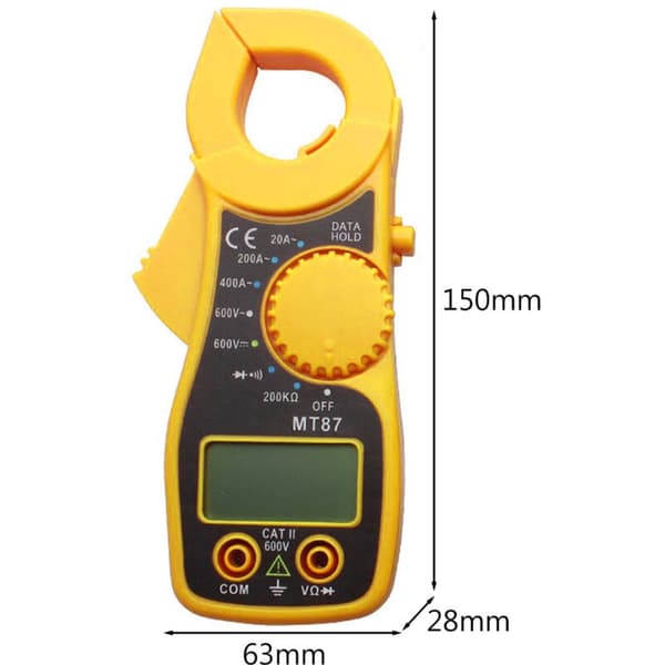 Digital klemmemeter AC DC spenning strømtester med LCD-skjerm kompatibel med multimeter