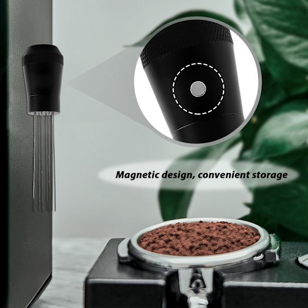 1 stk kaffepulvernål, pulverspreder i rustfrit stål, magnetisk nål til pulver, espressoudstyr, kafferører