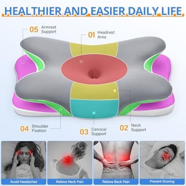 Memory Foam Nackkudde för Sidosovare Ryggsovare Magsovare Cervical Support Ergonomisk 59x40x9/12cm