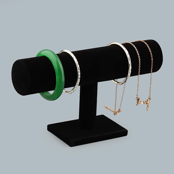 Sort fløjl Armbånd Display Rack T Bar Smykkestativ Halskæde Opbevaringsholder Armring Ankelkæde Organizer til Kvinder Mænd Piger