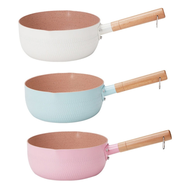 18 cm ilman kantta puinen pikakahvinuudeli Non-Stick -pannu Baby -pannu Maifan -kivi Pieni maitoastia (sininen)