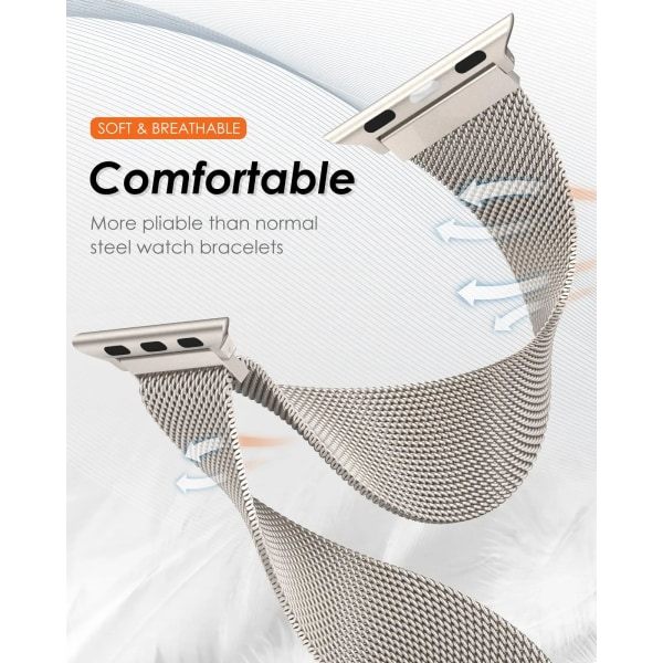 Milanese loop rem för Apple Watch band 44mm 40mm 45mm 49mm 41mm 38mm 42mm 44mm Armband iwatch Series 9 3 6 5 SE 7 8 Ultra 2 starlight - silver silver 42mm/44mm/45mm/49mm