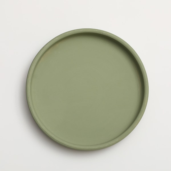 Keraaminen pyöreä kukkaruukun vesialusta koriste Morandi-pigmentin polttopohja paksuuntunut tyyny vedenvarastointialusta Olive Green 13*2cm (inner diameter 11.5cm)