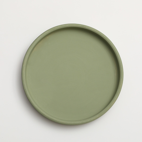 Keraaminen pyöreä kukkaruukun vesialusta koriste Morandi-pigmentin polttopohja paksuuntunut tyyny vedenvarastointialusta Olive Green 16.8*1.8cm (inner diameter 15.5cm)