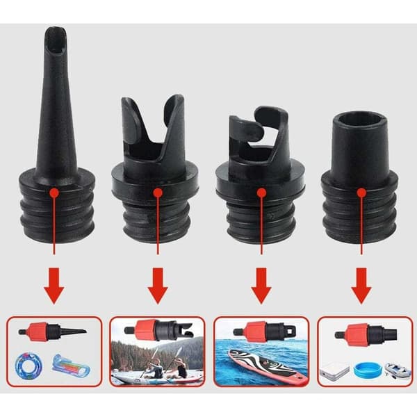 Kajakkpumpe med ventiladapter og gassdyse 4 stk for oppblåsbare