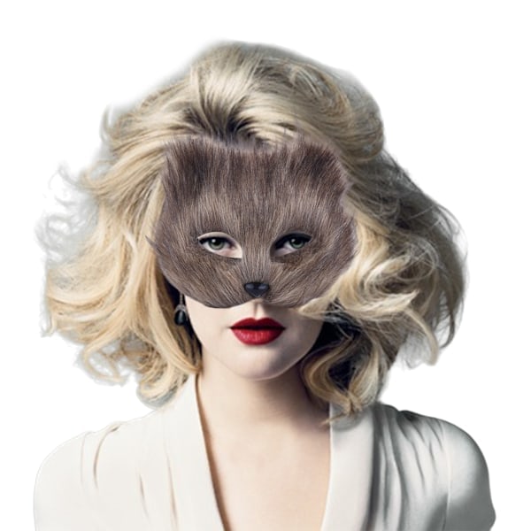 Kunstig pels rævehale katte maske Therian maske og hale Halloween cosplays fest sort Black