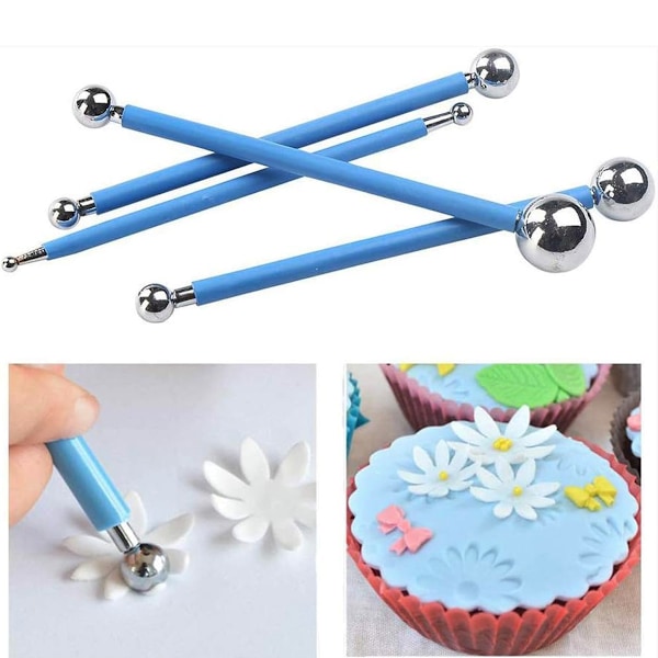 4 st Metallkulor DIY Tårtverktyg Fondant Tårtdekoration Sockerkonst Gumpaste Blomma Modelleringsform