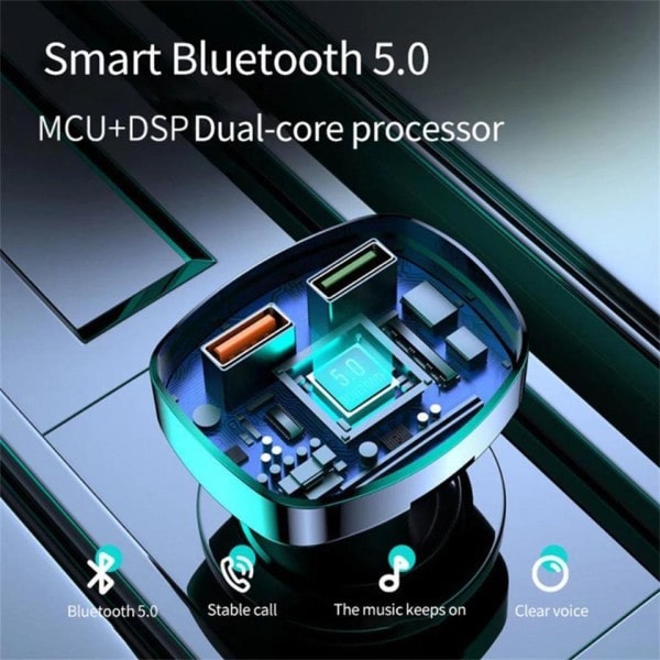 Bluetooth-autonlaturi Auton FM-lähetin Bluetooth Hands-Free Mp3 True 3.1A Kaksi USB-porttia