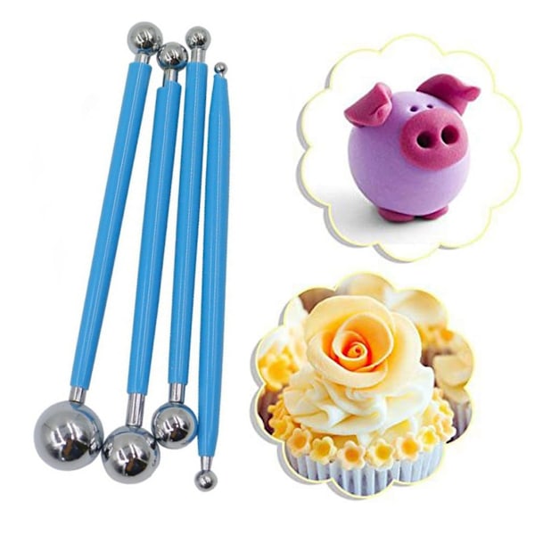 4 st Metallkulor DIY Tårtverktyg Fondant Tårtdekoration Sockerkonst Gumpaste Blomma Modelleringsform