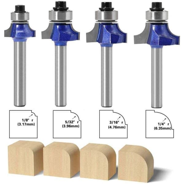 6mm Skaft Rund Overfresersett 4 stk