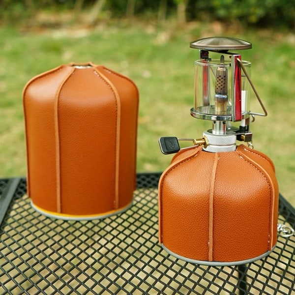 PU Læder Gasbeholder Cover - Kompatibel med Propangas Cylinder, 450g, Sort